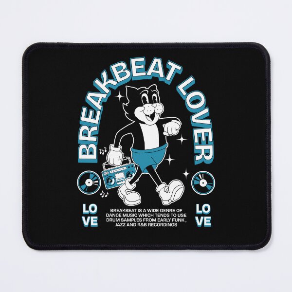 Item preview, BREAKBEAT - Lover Cat Retro Mascot (white/blue) designed and sold by Discothreadz.