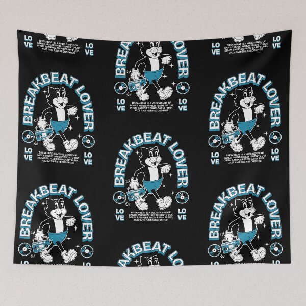Item preview, BREAKBEAT  - Lover Cat Retro Mascot (white/blue) designed and sold by Discothreadz.