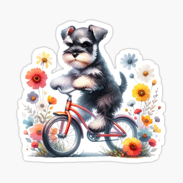 Item preview, Floral Miniature Schnauzer Cycling designed and sold by TheAnimalZ00.