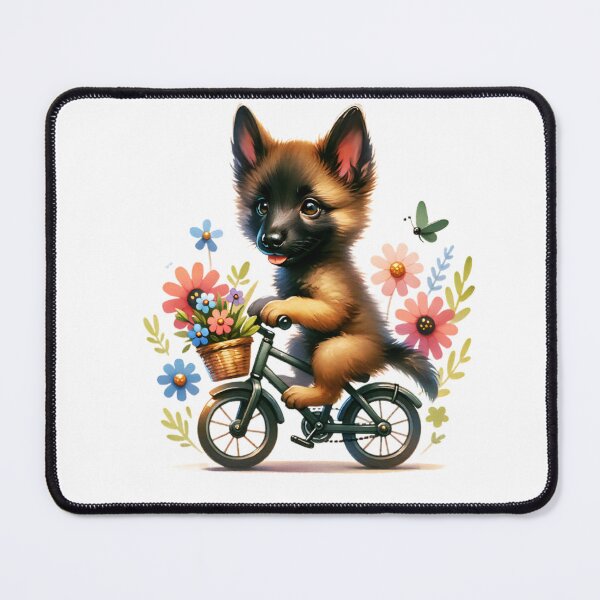 Item preview, Floral Belgian Malinois Puppy Cycling designed and sold by TheAnimalZ00.