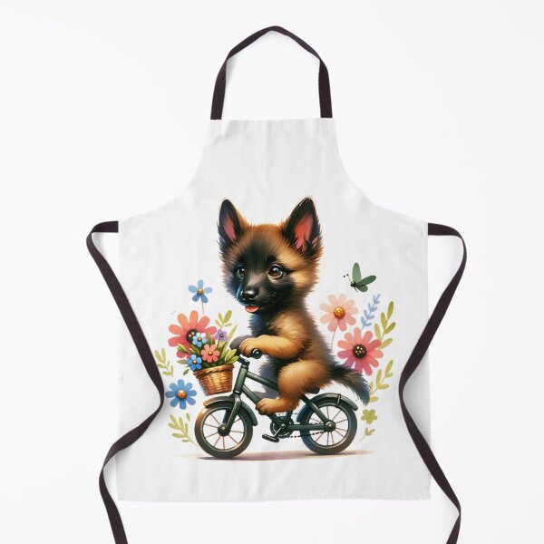 Item preview, Floral Belgian Malinois Puppy Cycling designed and sold by TheAnimalZ00.