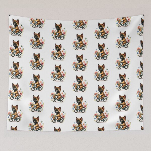 Item preview, Floral Belgian Malinois Puppy Cycling designed and sold by TheAnimalZ00.