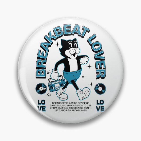 Item preview, BREAKBEAT - Lover Cat Retro Mascot (black/blue)  designed and sold by Discothreadz.
