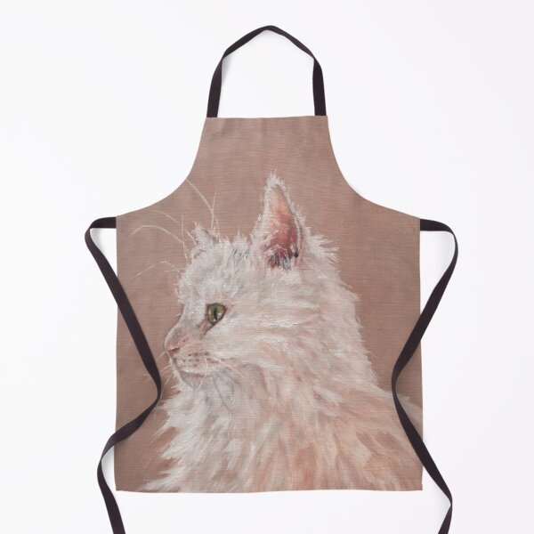 Item preview, White fluffy cat painting designed and sold by khookham.