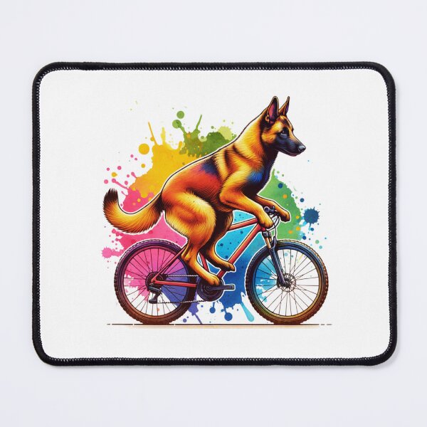 Item preview, Watercolor Belgian Malinois Cycling designed and sold by TheAnimalZ00.