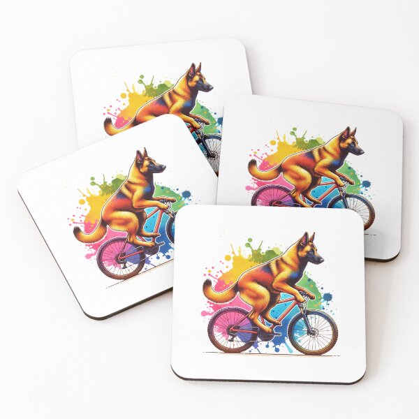 Item preview, Watercolor Belgian Malinois Cycling designed and sold by TheAnimalZ00.
