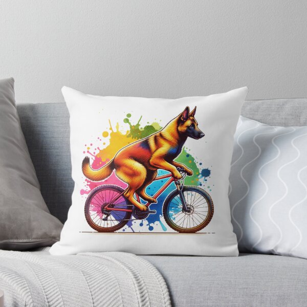 Item preview, Watercolor Belgian Malinois Cycling designed and sold by TheAnimalZ00.