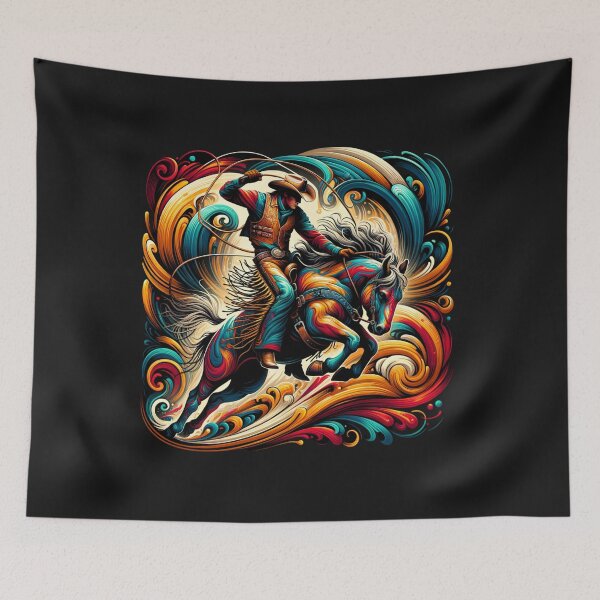 Artikelvorschau, Retro Vintage Rodeo Leben Western Cowboy bunt entworfen und verkauft von AnalajiaDesigns.