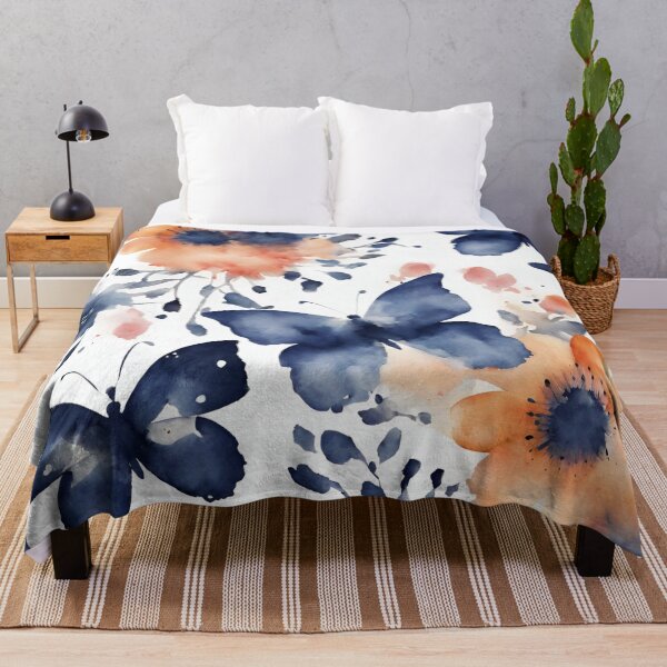 Artikelvorschau, Blume und Schmetterling in Blau entworfen und verkauft von NingningS.