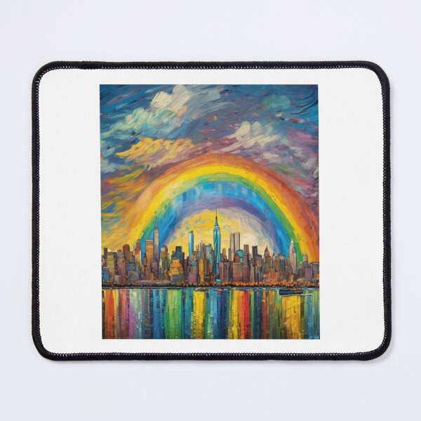Item preview, "Vibrant Skies: Captivating Rainbow over New York City" designed and sold by Artisticanvas.