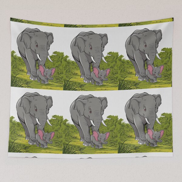Item preview, Elephant Portrait. mother elephant, elephant baby, small elephant, adorable elephant designed and sold by ElephantVibes.