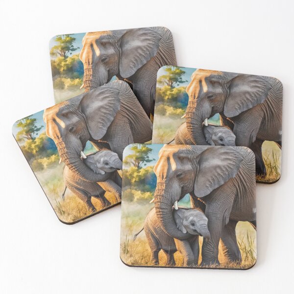 Item preview, Elephant Portrait. mother elephant, elephant baby, small elephant, adorable elephant designed and sold by ElephantVibes.