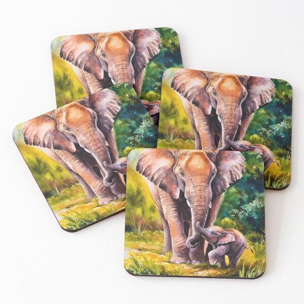 Item preview, Elephant Portrait. mother elephant, elephant baby, small elephant, adorable elephant designed and sold by ElephantVibes.