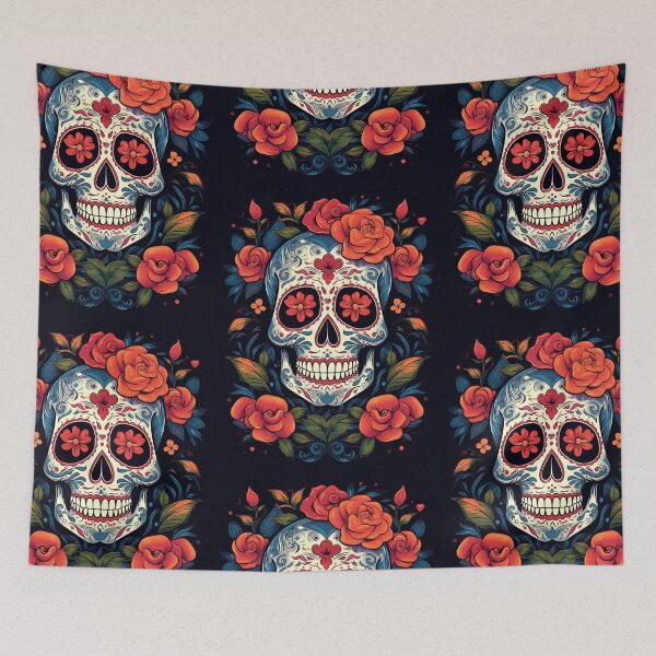 Item preview, Old Sugar Skull roses and big smile designed and sold by CircusValley.