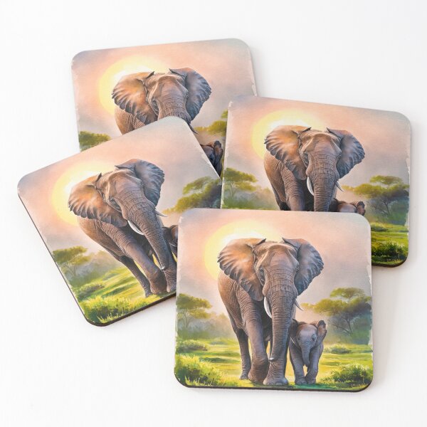 Item preview, Elephant Portrait. mother elephant, elephant baby, small elephant, adorable elephant designed and sold by ElephantVibes.