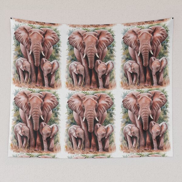 Item preview, Elephant Portrait. mother elephant, elephant baby, small elephant, adorable elephant designed and sold by ElephantVibes.
