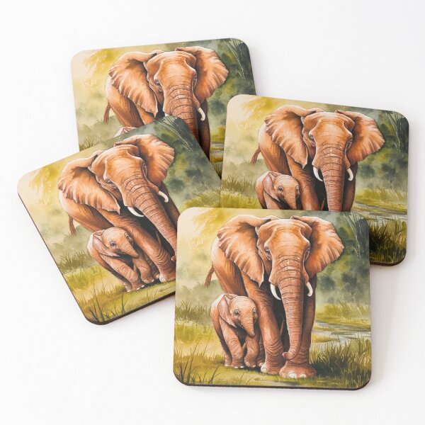 Item preview, Elephant Portrait. mother elephant, elephant baby, small elephant, adorable elephant designed and sold by ElephantVibes.