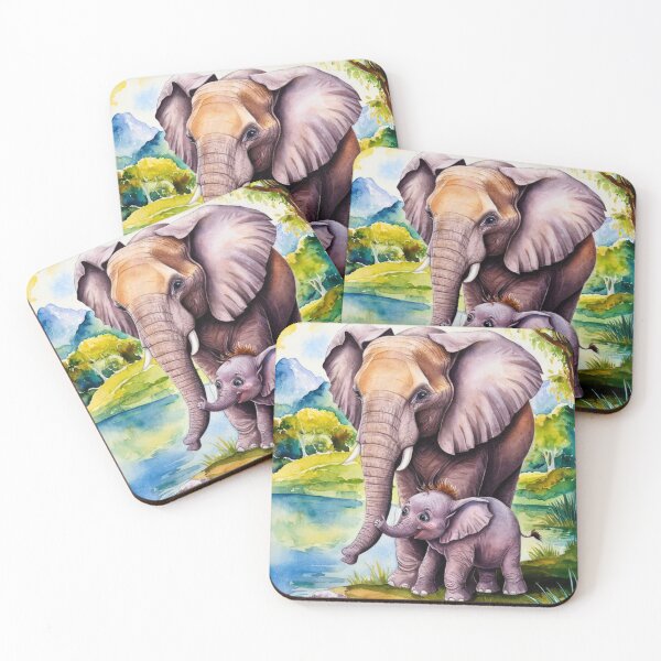 Item preview, Elephant Portrait. mother elephant, elephant baby, small elephant, adorable elephant designed and sold by ElephantVibes.