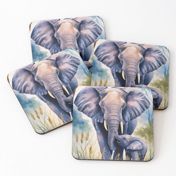 Item preview, Elephant Portrait. mother elephant, elephant baby, small elephant, adorable elephant designed and sold by ElephantVibes.