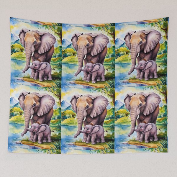 Item preview, Elephant Portrait. mother elephant, elephant baby, small elephant, adorable elephant designed and sold by ElephantVibes.