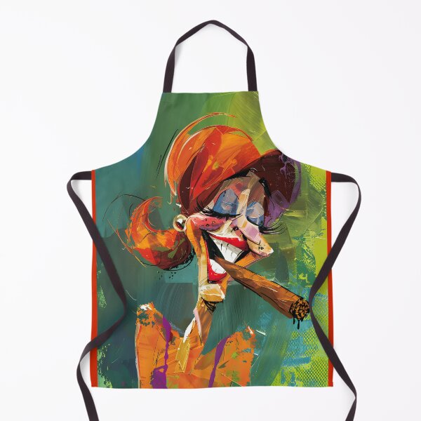 Item preview, Vibrant Whimsy- Caricatured Woman with Exaggerated Features Smoking Cigar in Colorful Scene designed and sold by OlfactoART Studio.