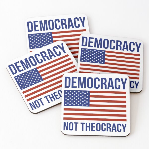 Item preview, Democracy not theocracy patriotic American flag design  designed and sold by Rachel the Artist .