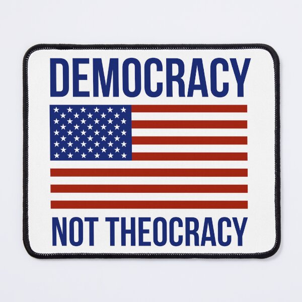 Item preview, Democracy not theocracy patriotic American flag design  designed and sold by Rachel the Artist .