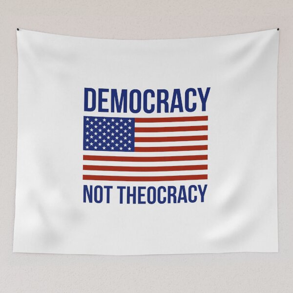 Item preview, Democracy not theocracy patriotic American flag design  designed and sold by Rachel the Artist .