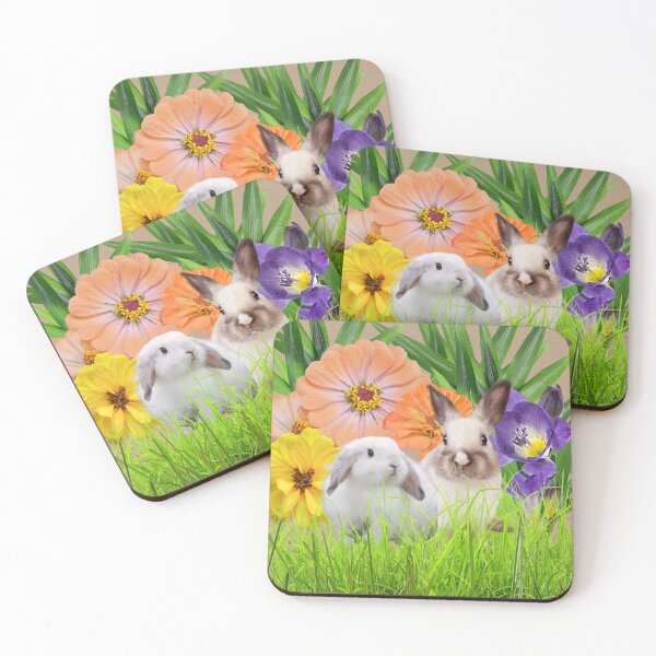 Item preview, Bunnies with Flowers and Greenery designed and sold by WhiteSoftPetals.