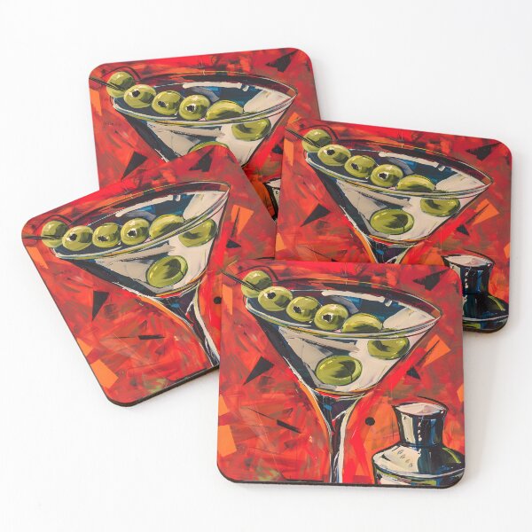 Item preview, Spirited Libations- Abstract Martini Glass Green Olives, Colorful Shapes and Lines designed and sold by OlfactoART Studio.