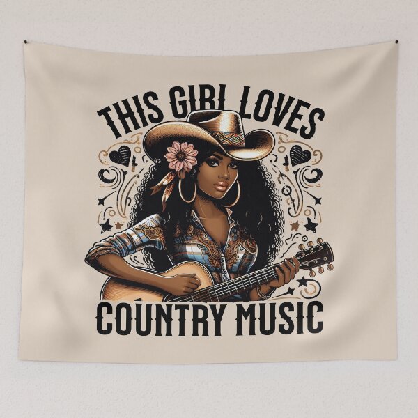 Item preview, This Girl Loves Country Music - Black Cowgirl Singer designed and sold by Urban-Alien.