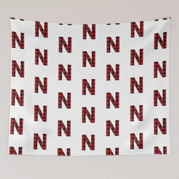 Item preview, Letter "N" - Red/Black Plaid Buffalo Flannel T-Shirt designed and sold by TrendyMerch.