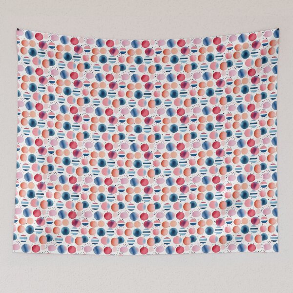Aperçu de l'œuvre Colored cotton balls Watercolor Dots and washed out splash créée et vendue par CircusValley.
