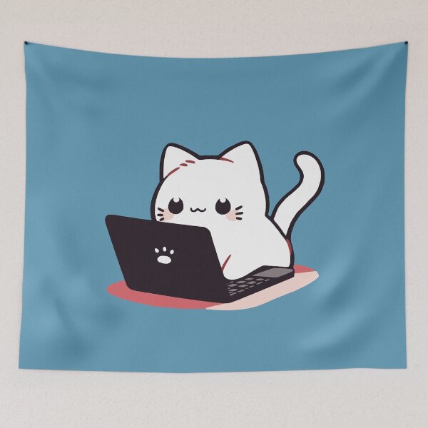 Item preview, Cute Cat Using Laptop designed and sold by NosandEdgy.