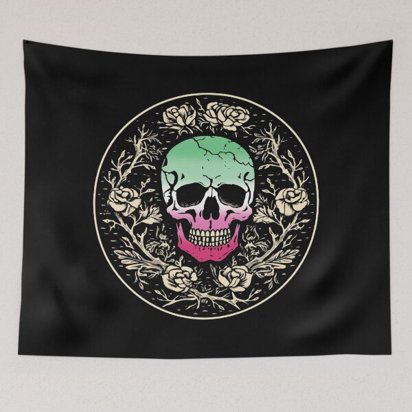 Item preview, Goth Skull and Roses Abrosexual Pride Flag, Subtle Gothic Skull Abrosexual Design  designed and sold by Travelslightly.