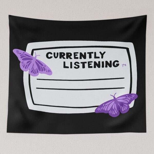 Item preview, Blank Currently Listening to Purple Butterfly Composition Notebook Sticker designed and sold by notastranger.