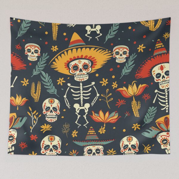 Item preview, Calaveras de Fiesta - Seamless Cinco Pattern designed and sold by SpendieSellers.