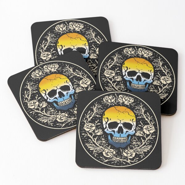 Item preview, Goth Skull and Roses AroAce Pride Flag, Subtle Gothic Skull AroAce Design  designed and sold by Travelslightly.