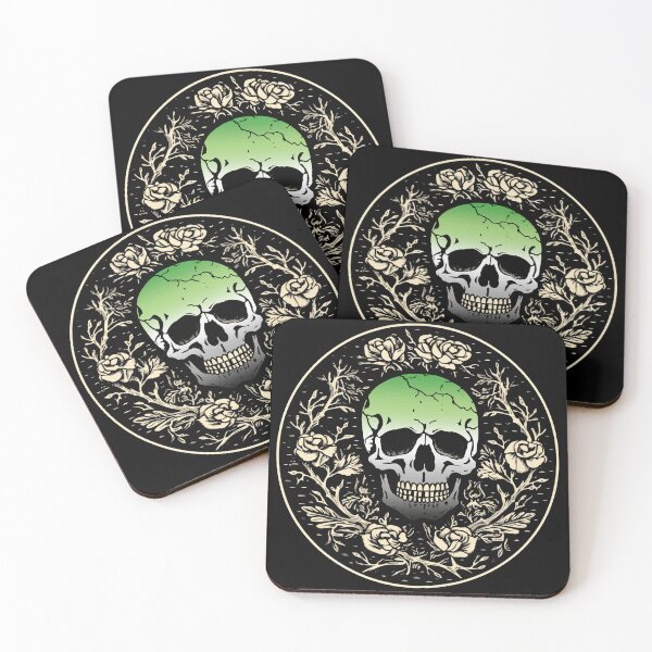 Item preview, Goth Skull and Roses Aromantic Pride Flag, Subtle Gothic Skull Aromantic Design  designed and sold by Travelslightly.