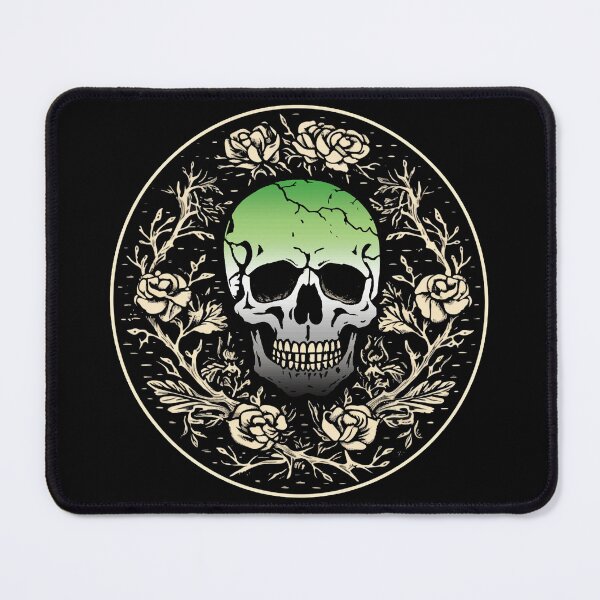 Item preview, Goth Skull and Roses Aromantic Pride Flag, Subtle Gothic Skull Aromantic Design  designed and sold by Travelslightly.