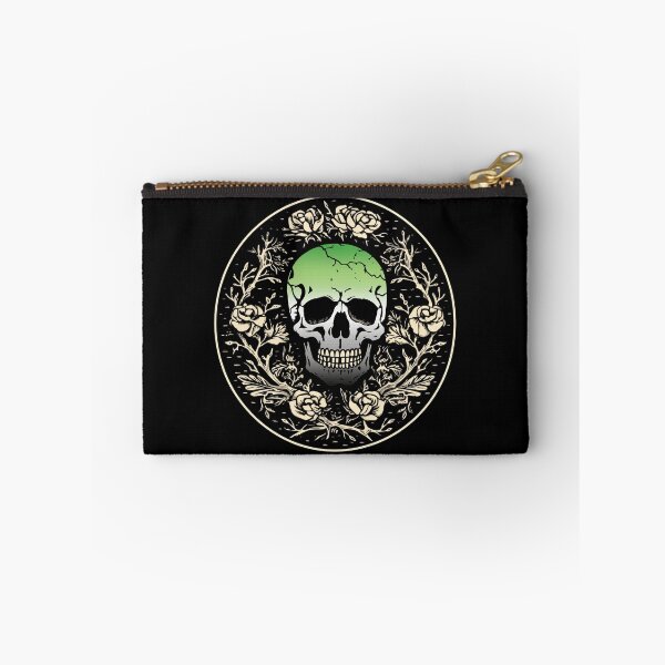 Item preview, Goth Skull and Roses Aromantic Pride Flag, Subtle Gothic Skull Aromantic Design  designed and sold by Travelslightly.