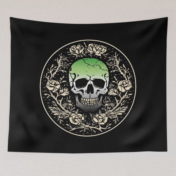 Item preview, Goth Skull and Roses Aromantic Pride Flag, Subtle Gothic Skull Aromantic Design  designed and sold by Travelslightly.