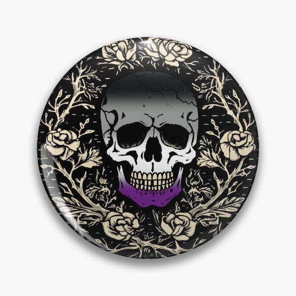 Item preview, Goth Skull and Roses Asexual Pride Flag, Subtle Gothic Skull Ace Design  designed and sold by Travelslightly.
