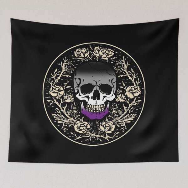 Item preview, Goth Skull and Roses Asexual Pride Flag, Subtle Gothic Skull Ace Design  designed and sold by Travelslightly.