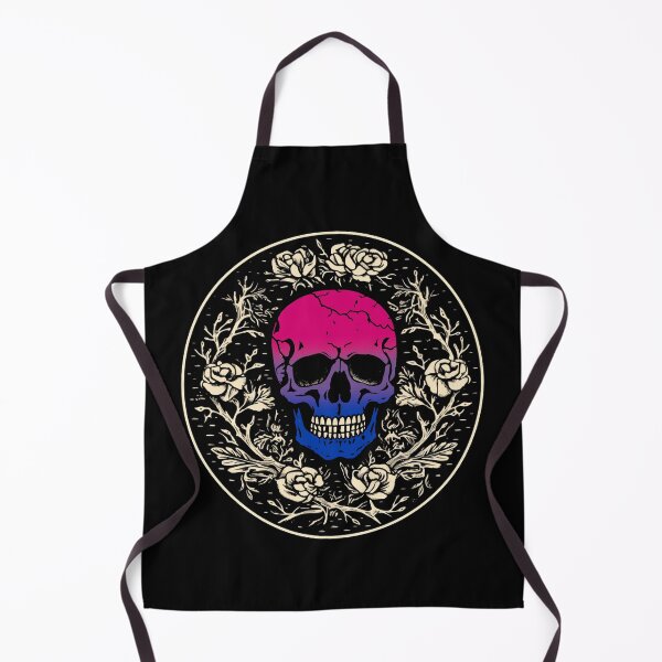 Item preview, Bandera del orgullo bisexual de calavera gótica y rosas, diseño bisexual de calavera gótica sutil designed and sold by Travelslightly.