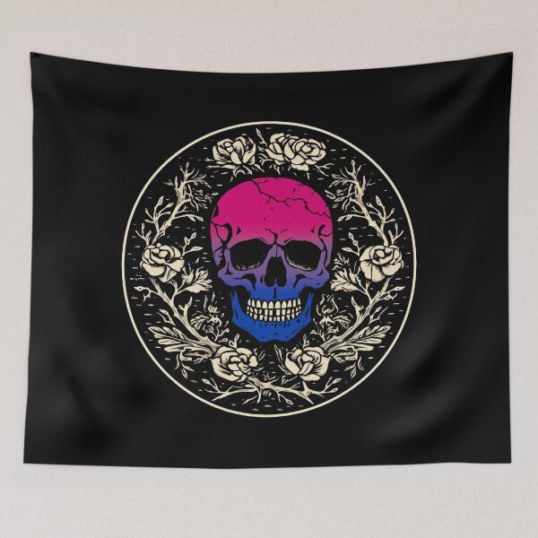 Item preview, Goth Skull and Roses Bisexual Pride Flag, Subtle Gothic Skull Bisexual Design  designed and sold by Travelslightly.