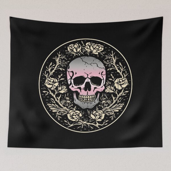 Item preview, Goth Skull and Roses Demigirl Pride Flag, Subtle Gothic Skull Demisexual Design  designed and sold by Travelslightly.
