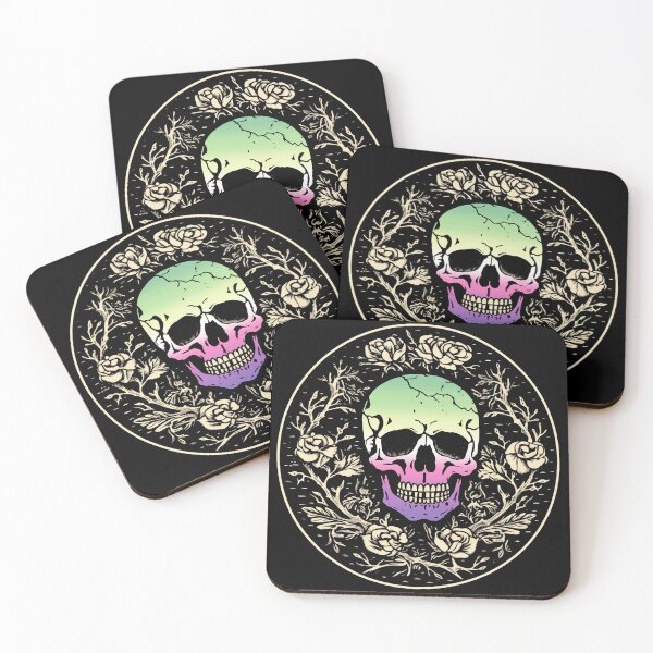 Item preview, Goth Skull and Roses Genderfae Pride Flag, Subtle Gothic Skull Genderdoe Design, fae faer genderfaunet   designed and sold by Travelslightly.