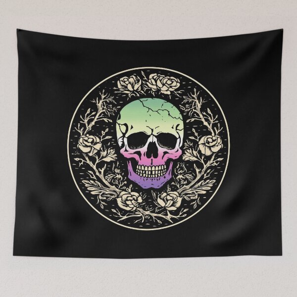 Item preview, Goth Skull and Roses Genderfae Pride Flag, Subtle Gothic Skull Genderdoe Design, fae faer genderfaunet   designed and sold by Travelslightly.