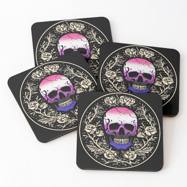 Item preview, Goth Skull and Roses Genderfluid Pride Flag, Subtle Gothic Skull Genderfluid Design  designed and sold by Travelslightly.